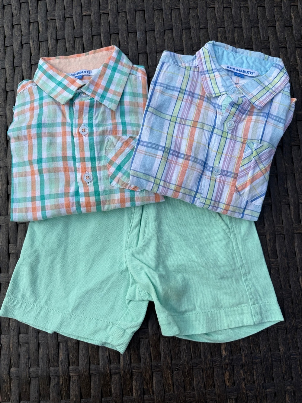 RuggedButts Button-Up Shirts (2) and Matching Shorts Set